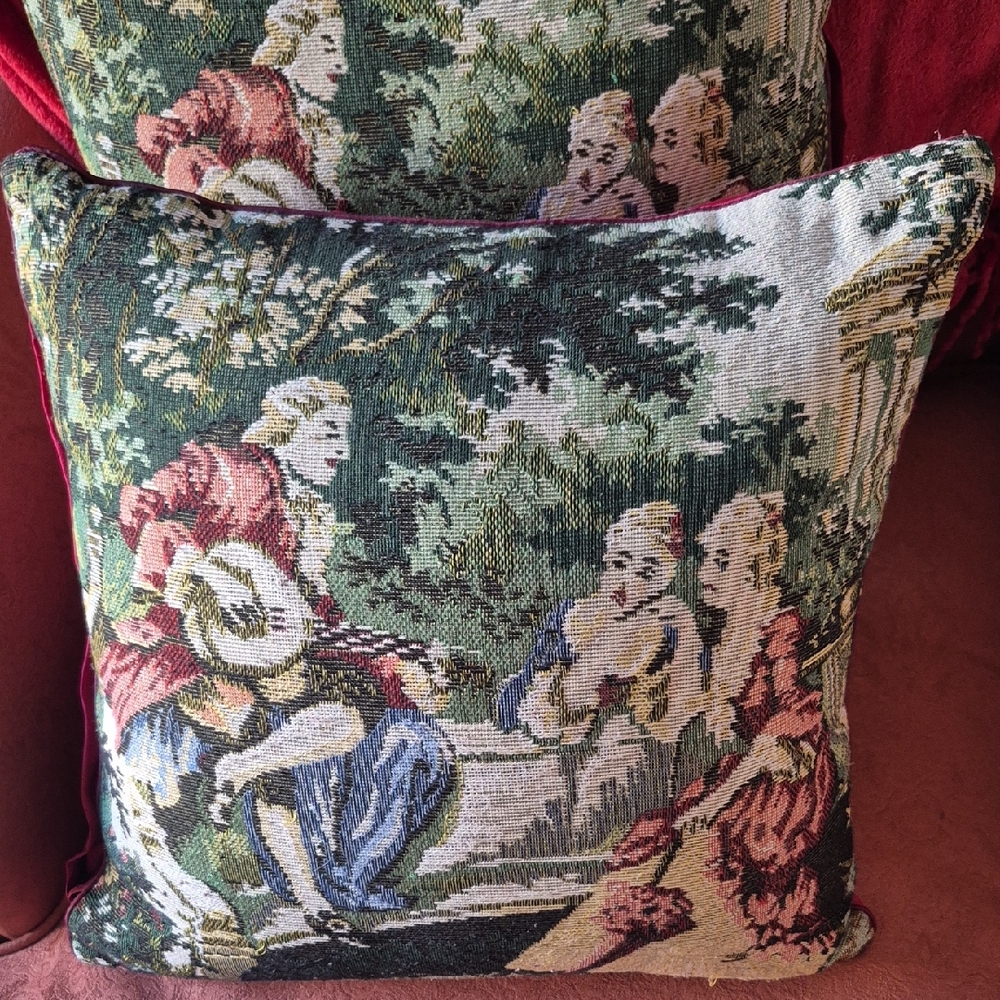 Vintage Belgian Jacquard Tapestry Pillows